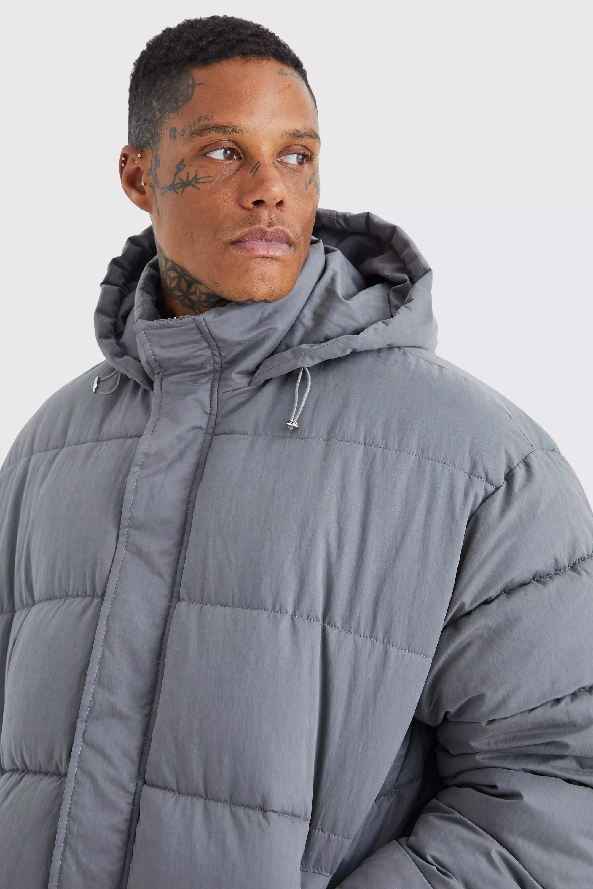 Boxy Crinkle Nylon Puffer | boohooMAN USA